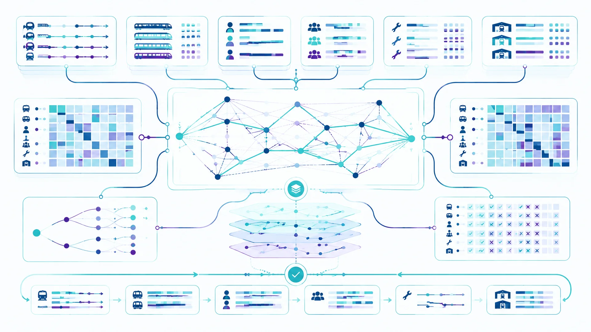 Schematisches Gesamtnetz für integrierte Ressourcenplanung im Bahnbetrieb