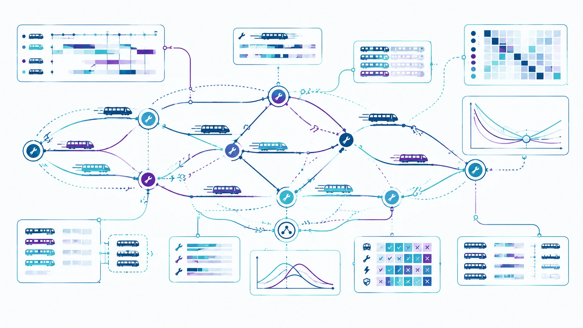 Schematisches Planungsnetz für Wartungsfenster, Werkstätten und Lokverfügbarkeit