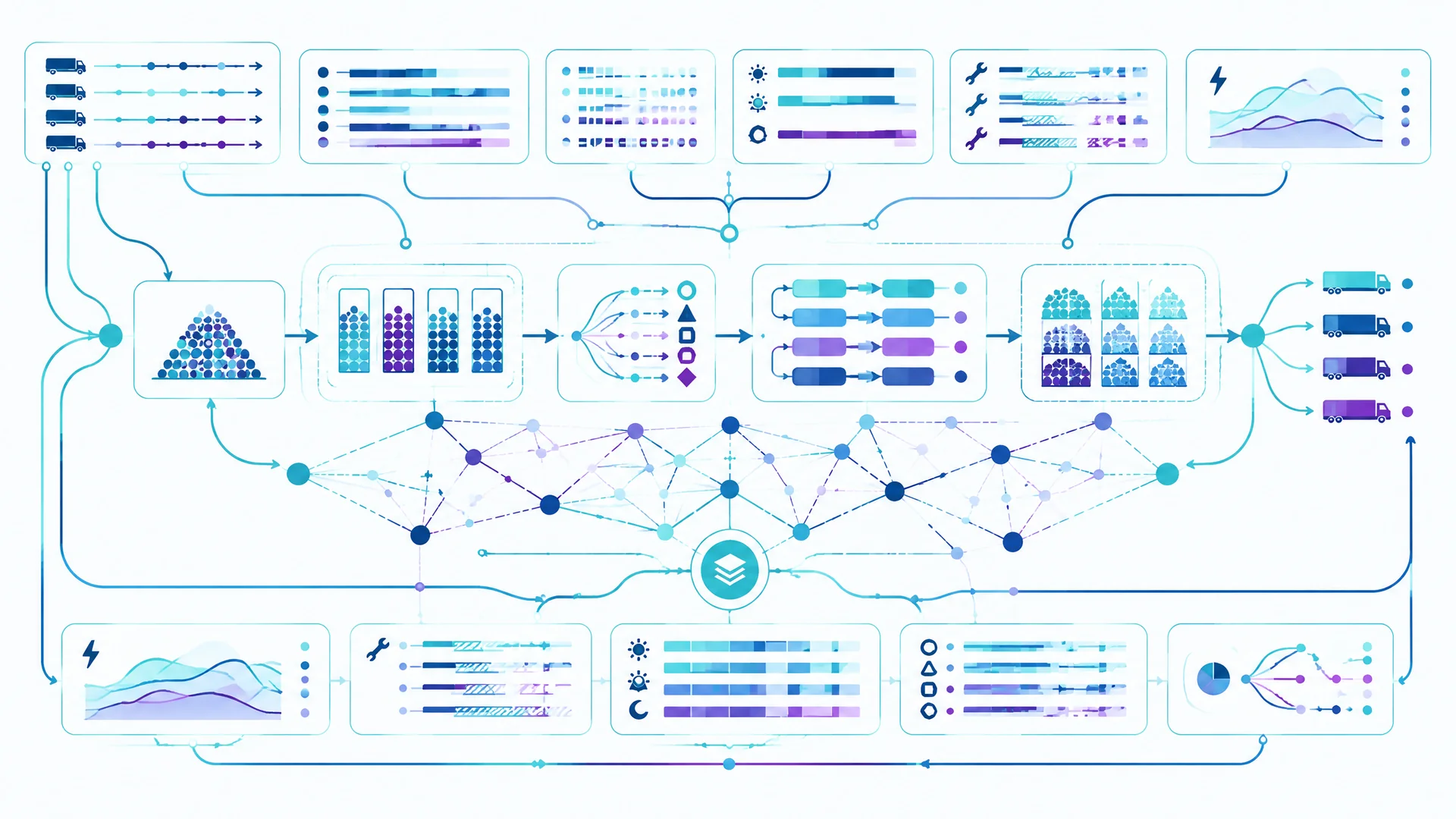 Schematischer Prozessgraph für Anlieferung, Lager und Produktion einer Recyclinganlage
